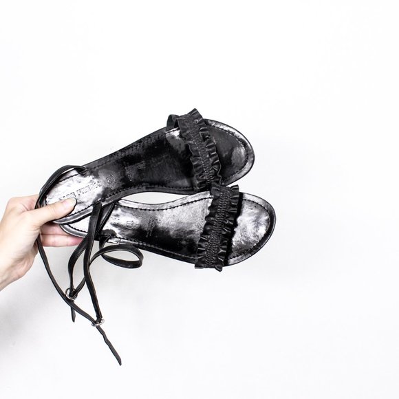 *Joe Fresh Black Faux Leather Sandal - Picture 1 of 4